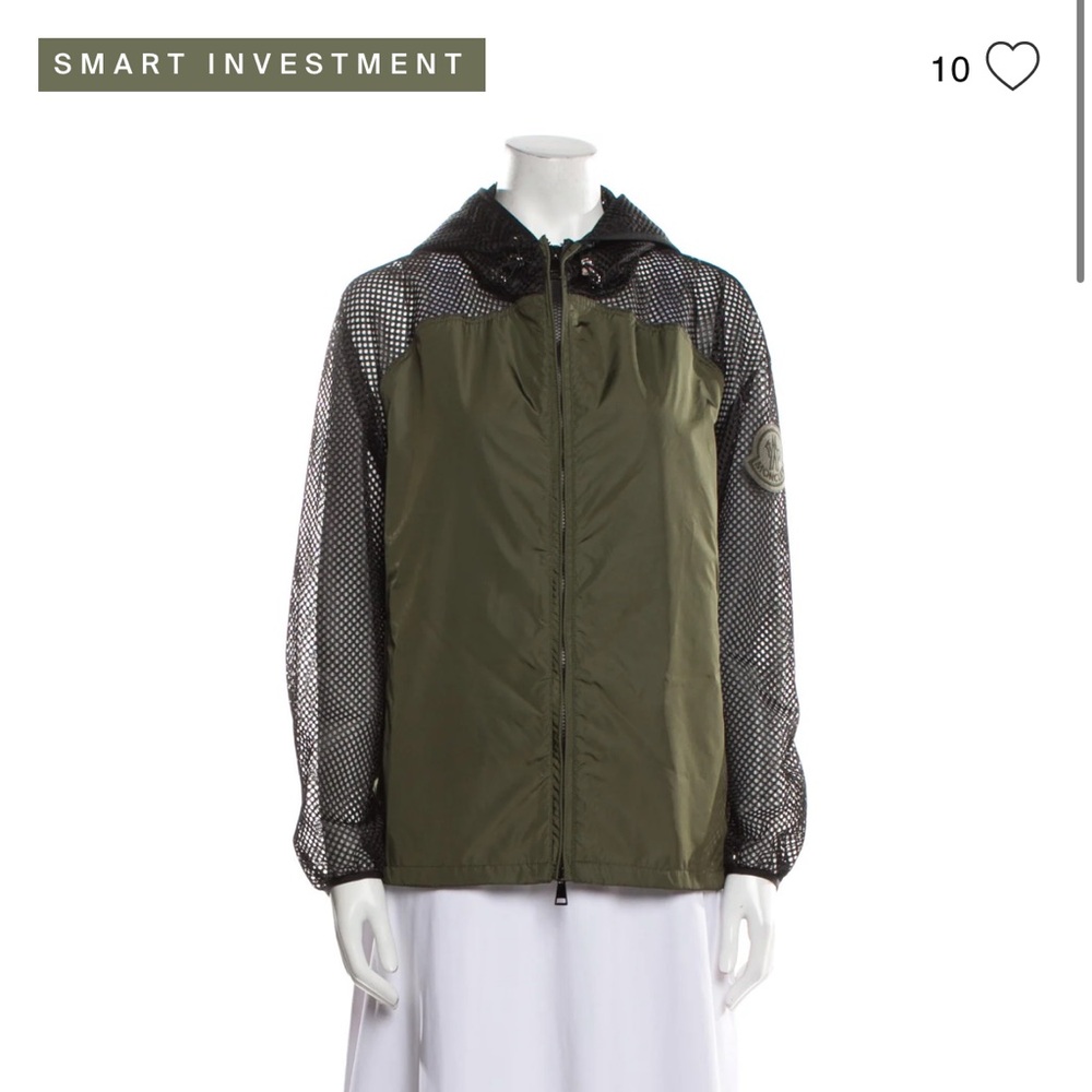 MONCLER AUTH Mesh Yoke Sleeves Hood Jacket 1 Marco Logo Persan Dark Green